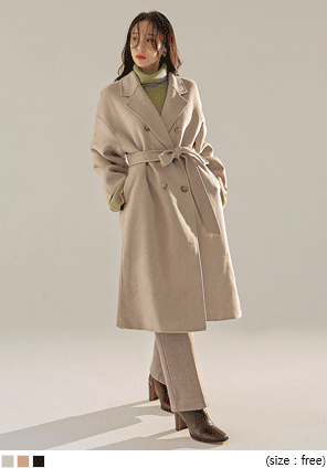 [OUTER] BEMOND WOOL 70% STRAP DOUBLE COAT