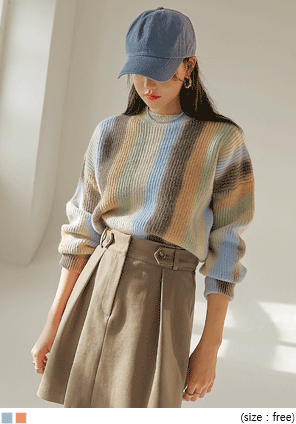 [TOP] NELLI WOOL COLORING CROP ROUND KNIT