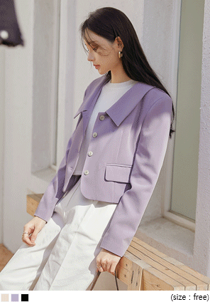 [OUTER] DELPIN WIDE COLLAR CROP JACKET