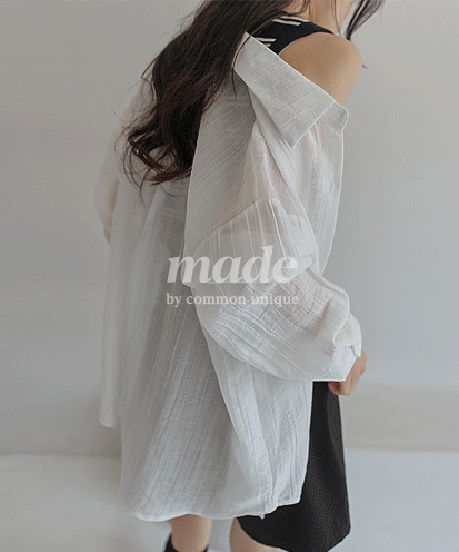 [1만8천장돌파/MADE] 리에코 링클 시스루 루즈 셔츠 (여름/썸머/긴팔/롱슬리브/루즈핏/살안타/살안타템/커버업/여행룩/동남아/휴가룩/장마룩)