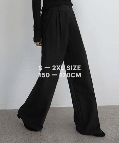 [얼리어텀] [4만장돌파/S-2XL/숏,기본,롱 기장옵션] 콤마 핀턱 와이드 슬랙스 - 2 타입 (가을/간절기/사계절/체형커버/빅사이즈/하객룩/출근룩/오피스룩/격식룩/클래식/하체커버)