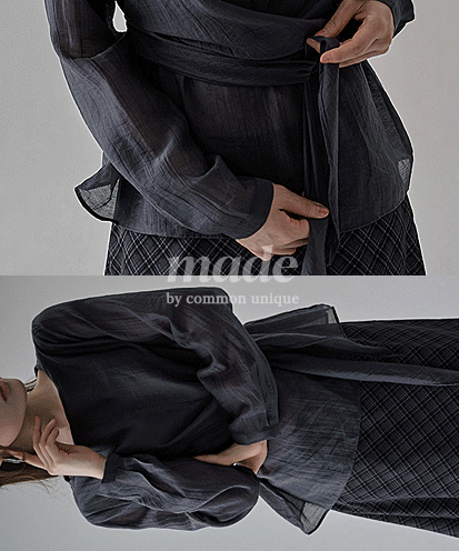 [얼리어텀] [5천장돌파/+긴팔ver/S,M/MADE] 리에프 텐셀 링클 스트랩 블라우스 - 2 타입 (여름/가을/반팔/허리끈/시스루/하객룩/출근룩/데이트룩/격식룩)