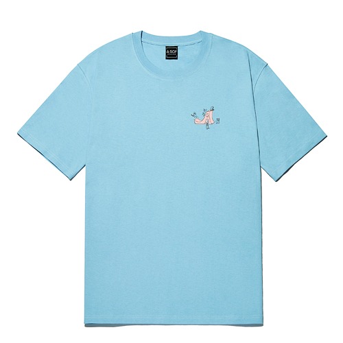 【A.SOF エイソフ】スクリブルグラフィック半袖Tシャツスカイブルー Scribble Graphic T-Shirt Sky Blue