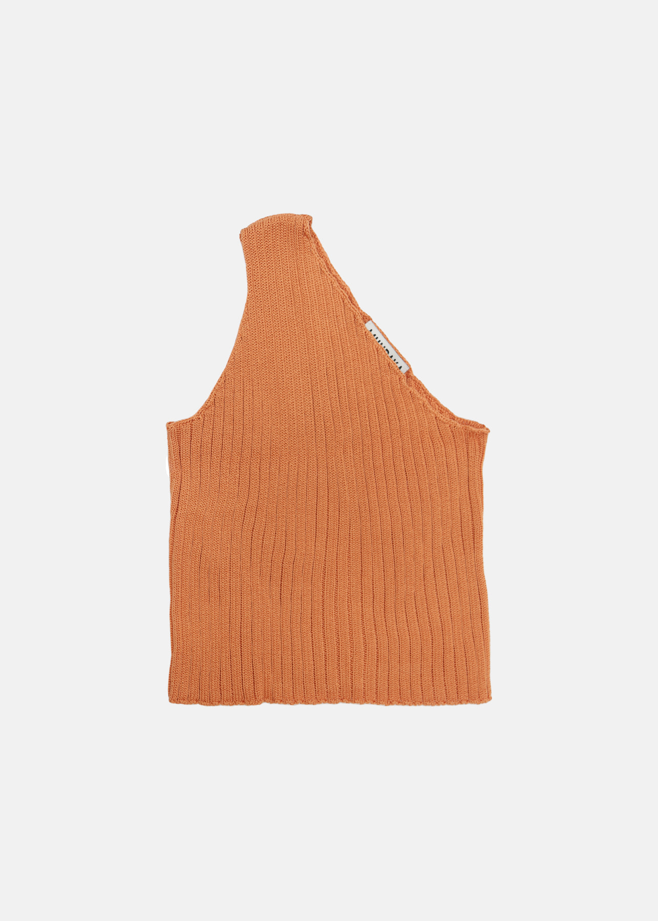 ONE SHOULDER RIBBED KNIT TOP CARROT