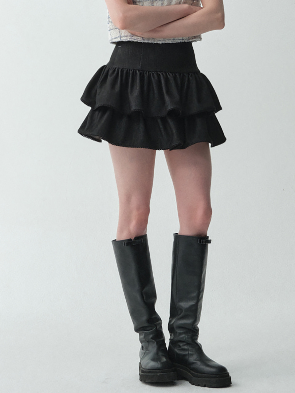 Denim Cancan Mini Skirt