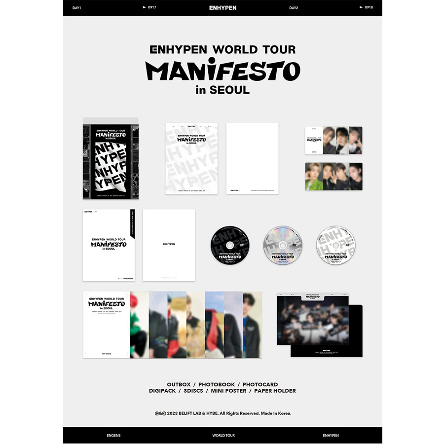 (특전) 엔하이픈 (ENHYPEN) - WORLD TOUR MANIFESTO in SEOUL (DVD)
