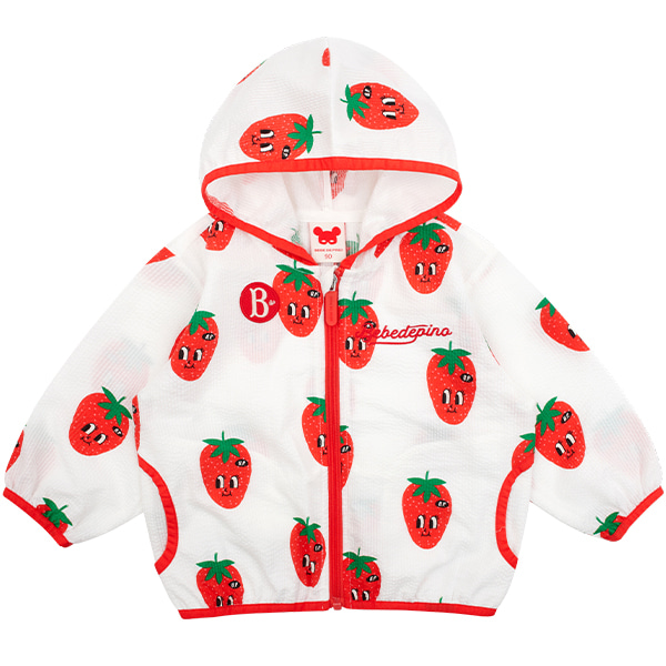 All over fraises baby seersucker cardigan
