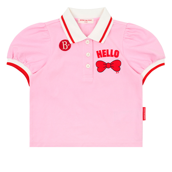 ★ BEBE DE PINO★ Pink Elephant Baby Terry Collared Shirt B Tops - BEBE DE PINO