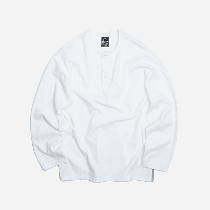 10s Solid henley neck tee _ white