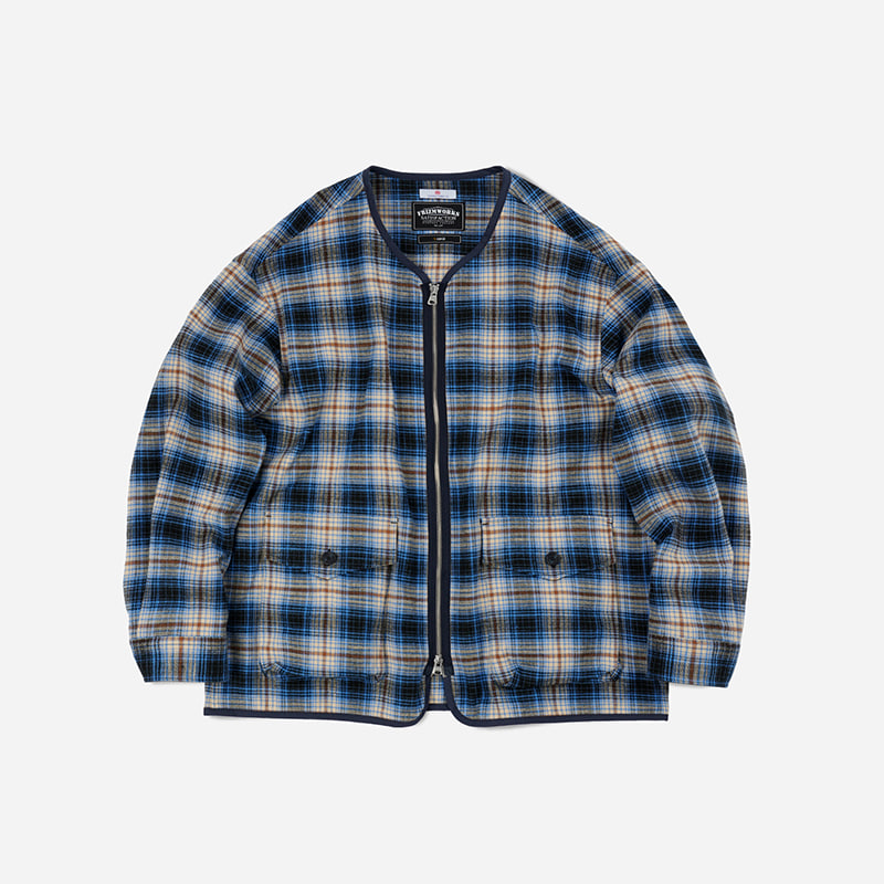 Heavy flannel zip up jacket _ blue