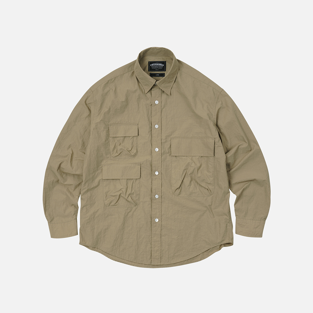 Nylon 3 pocket shirt jacket _ beige