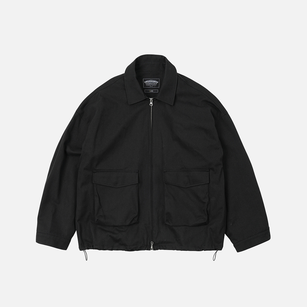 Oversized twill field jacket _ black