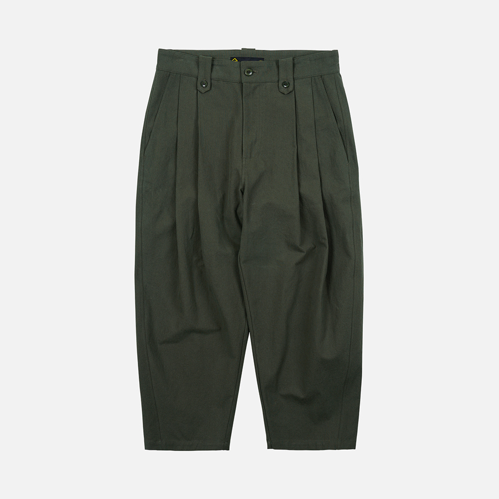 Deep two tuck curved pants _ olive