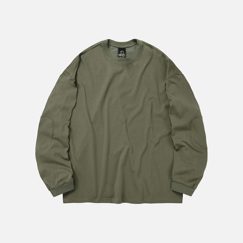 Patch oversized long sleeve tee _ olive