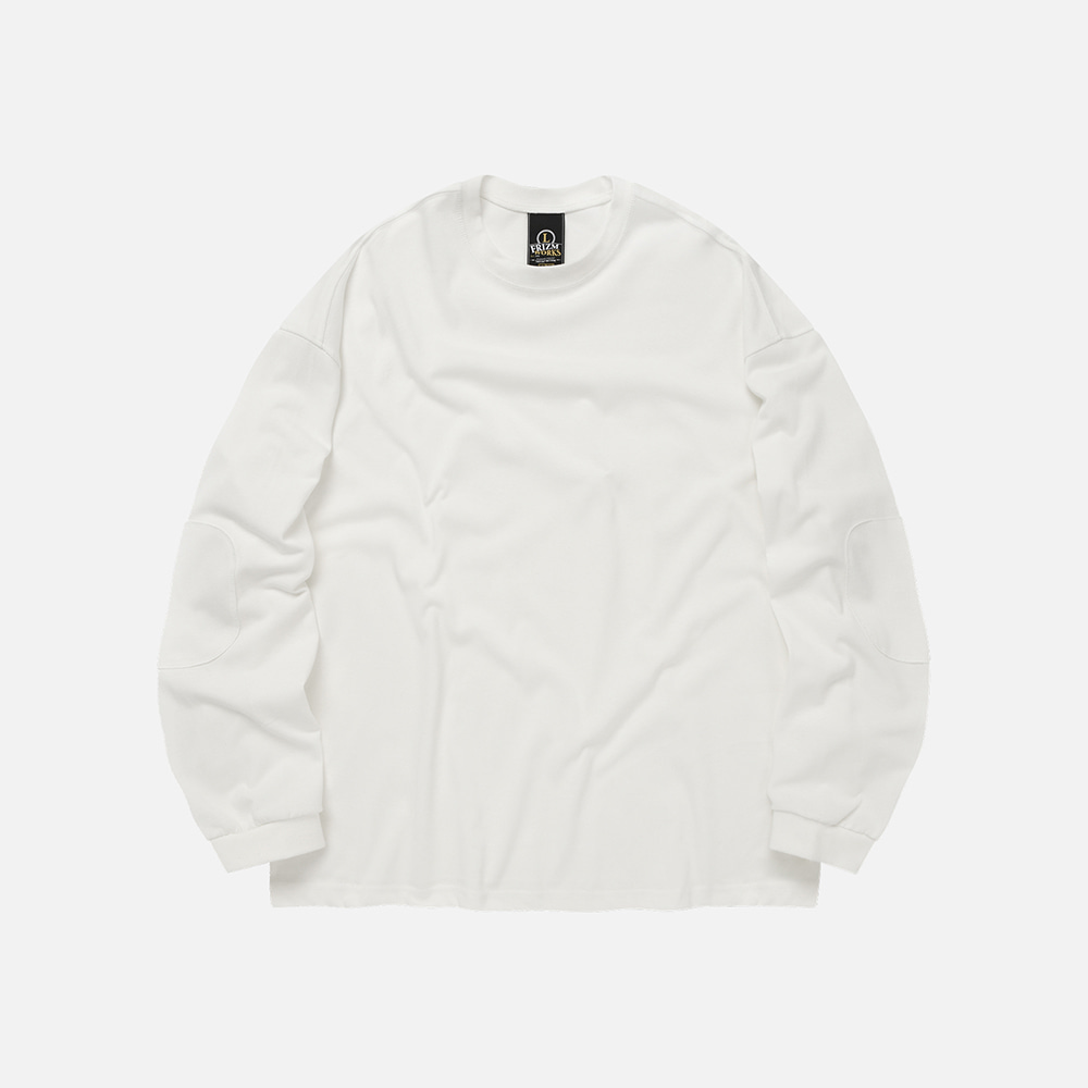 Patch oversized long sleeve tee _ white