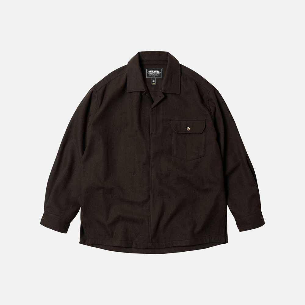 Wool pullover shirt _ brown