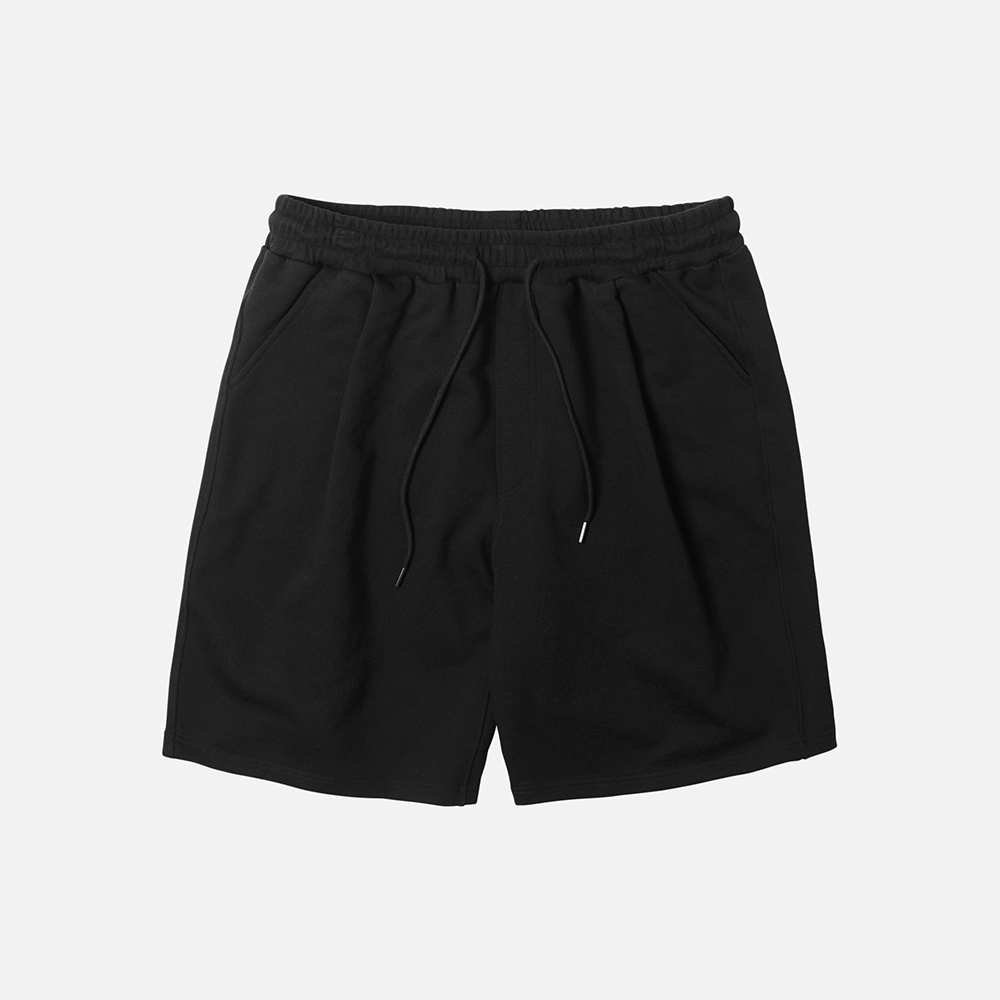 One tuck sweat shorts _ black