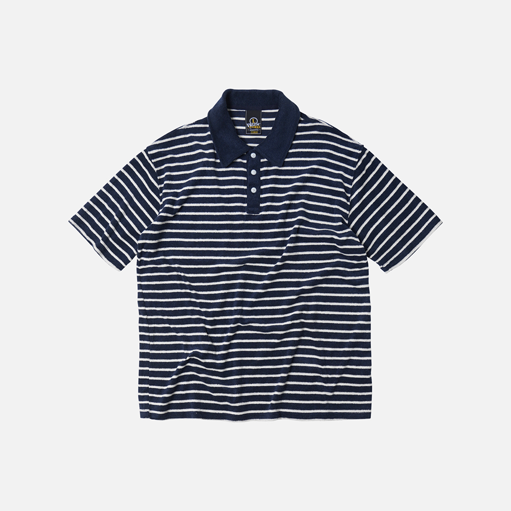 Terry stripe pique shirt _ navy
