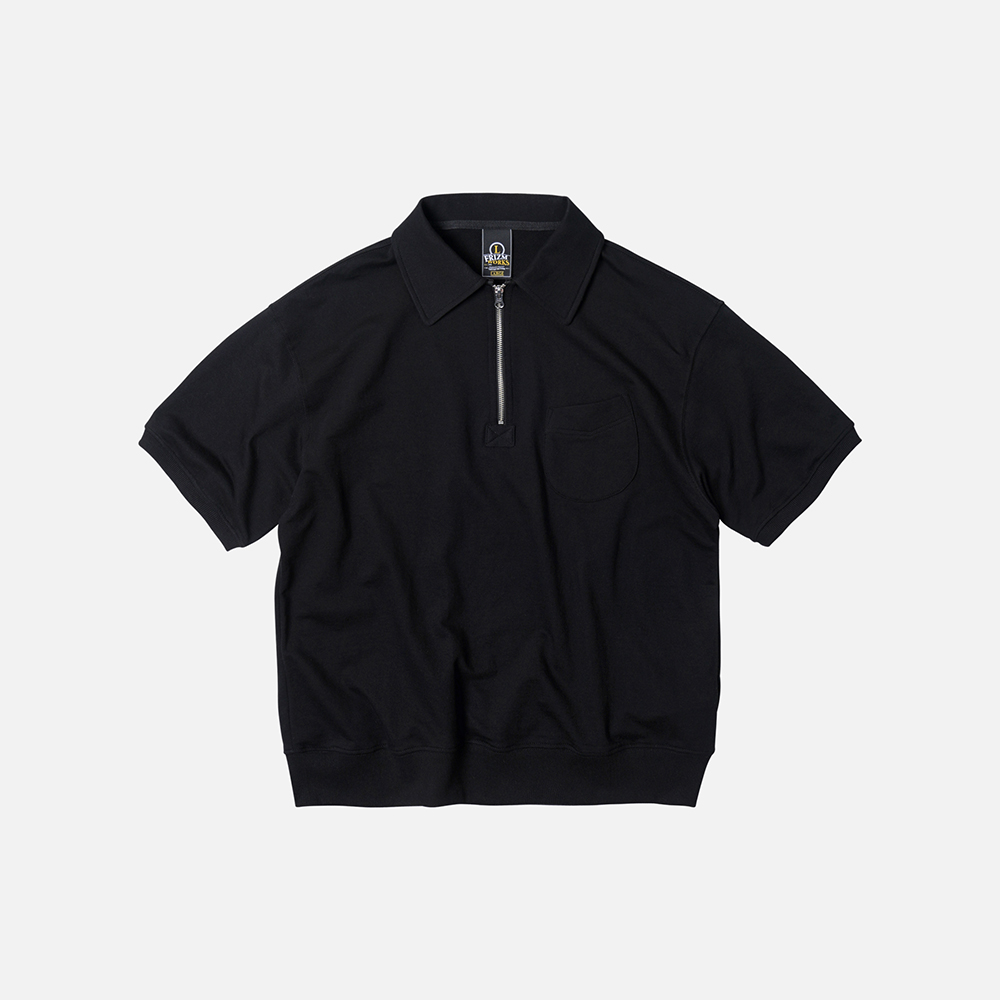 Collar half zip sweat t-shirt _ black
