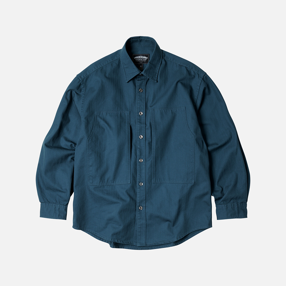 HBT Carpenter pocket work shirt _ vintage blue