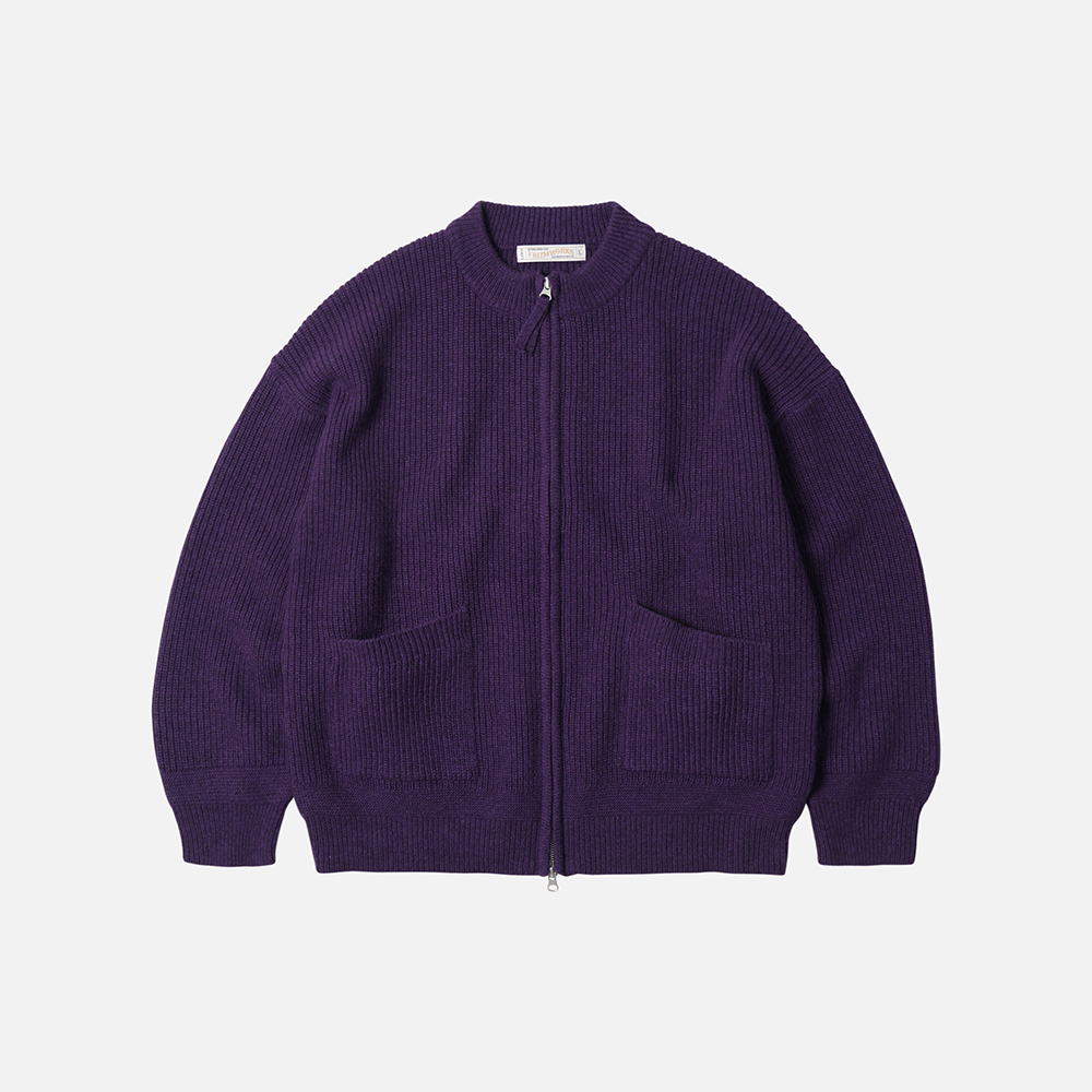Wool deck zip up cardigan _ purple