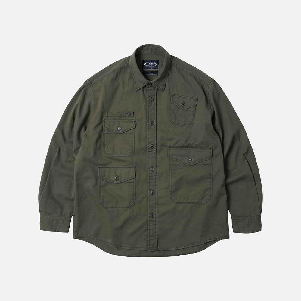 Twill utility pocket shirt jacket _ olive