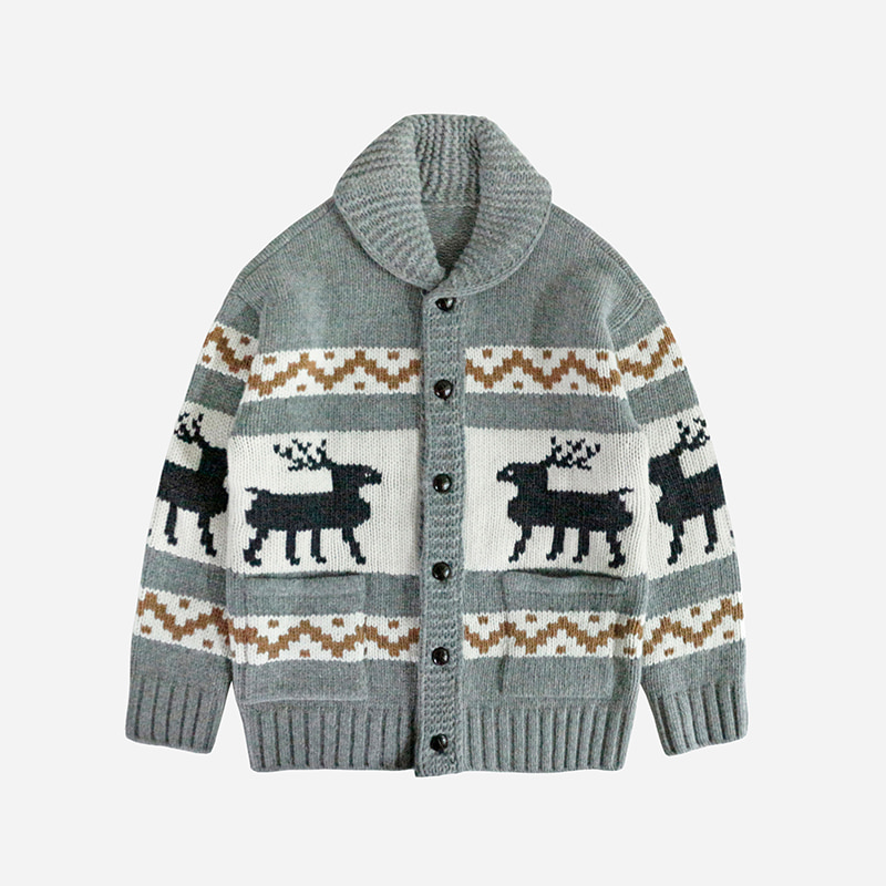 Heavy wool deer cowichan jacket _ grey[프리즘웍스 X 니티드]