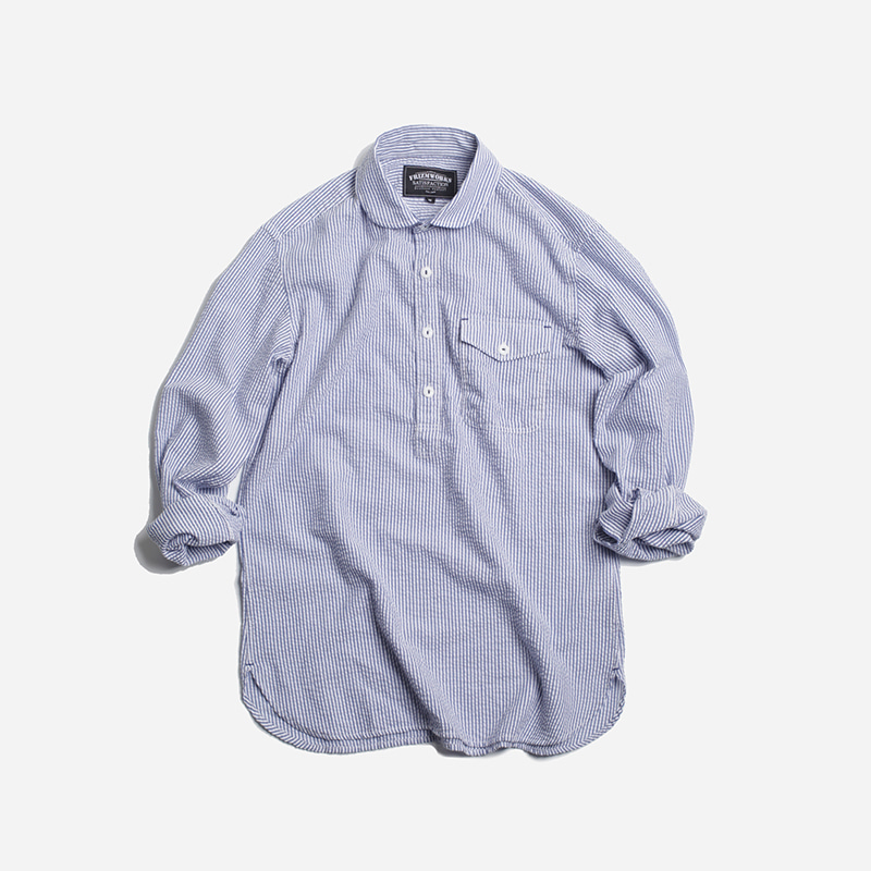 Seersucker pullover shirt 002 _ blue
