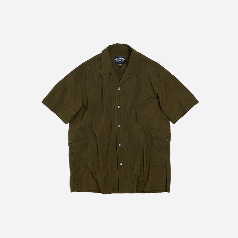 Side pocket nylon shirt _ olive