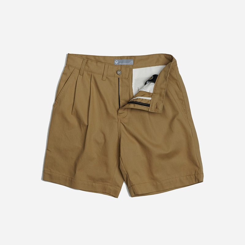 Two tuck wide shorts _ beige
