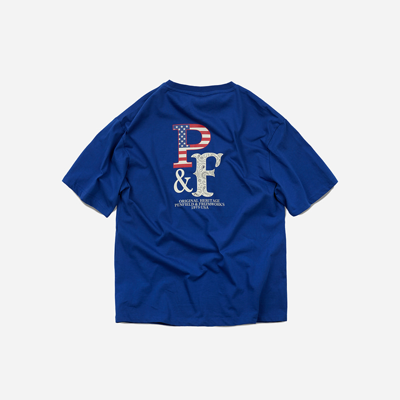 [PENFIELD X FRIZMWORKS] P&amp;F Paisley logo tee _ blue