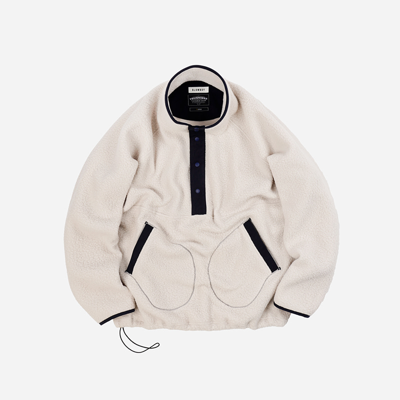 [SLOW BOY X FRIZMWORKS]Oversized pullover fleece jacket _ ivory