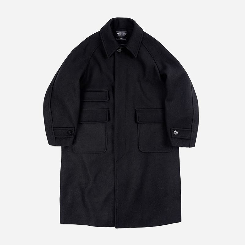 Heavy wool oversized balmacaan coat _ black