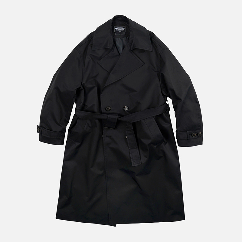Oversized minimal trench coat _ black