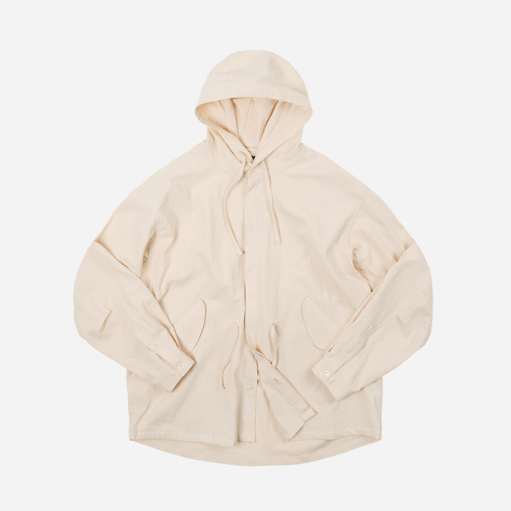 Linen fishtail shirt jacket _ cream beige
