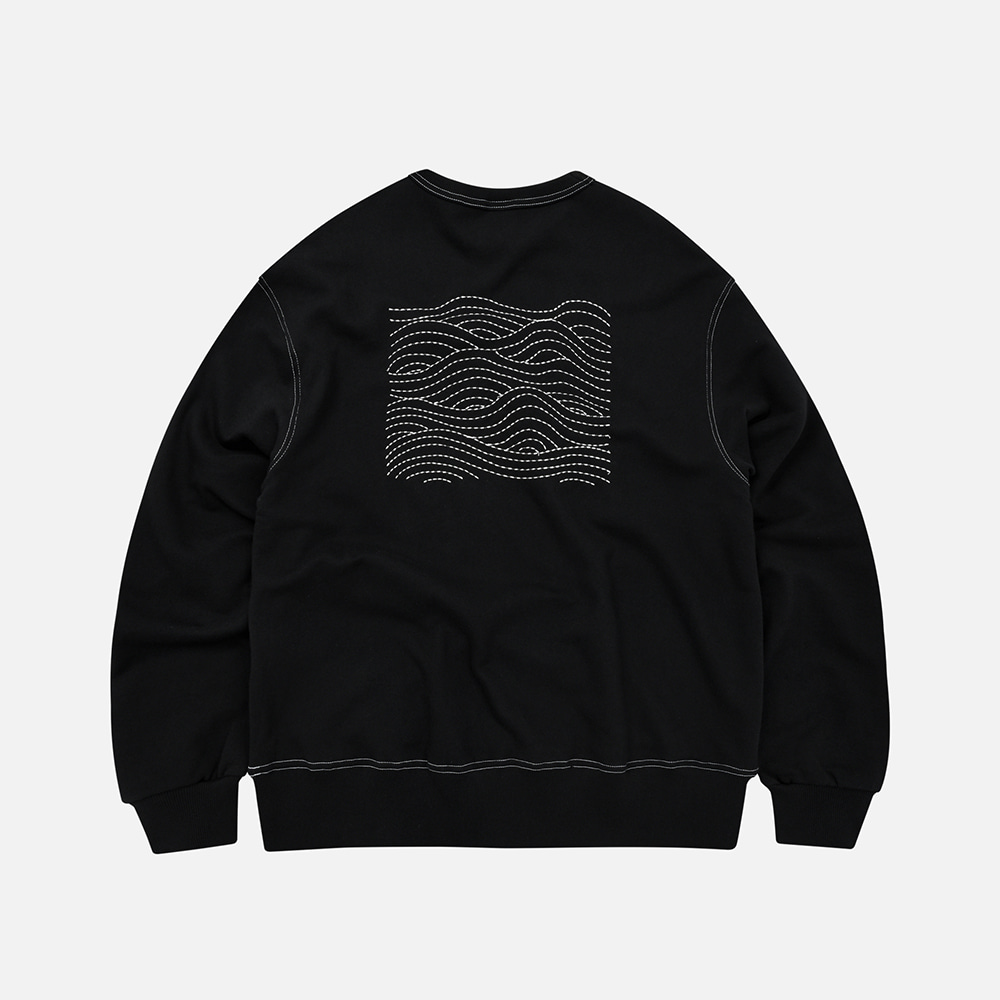 Wave needlework sweatshirt _ black
