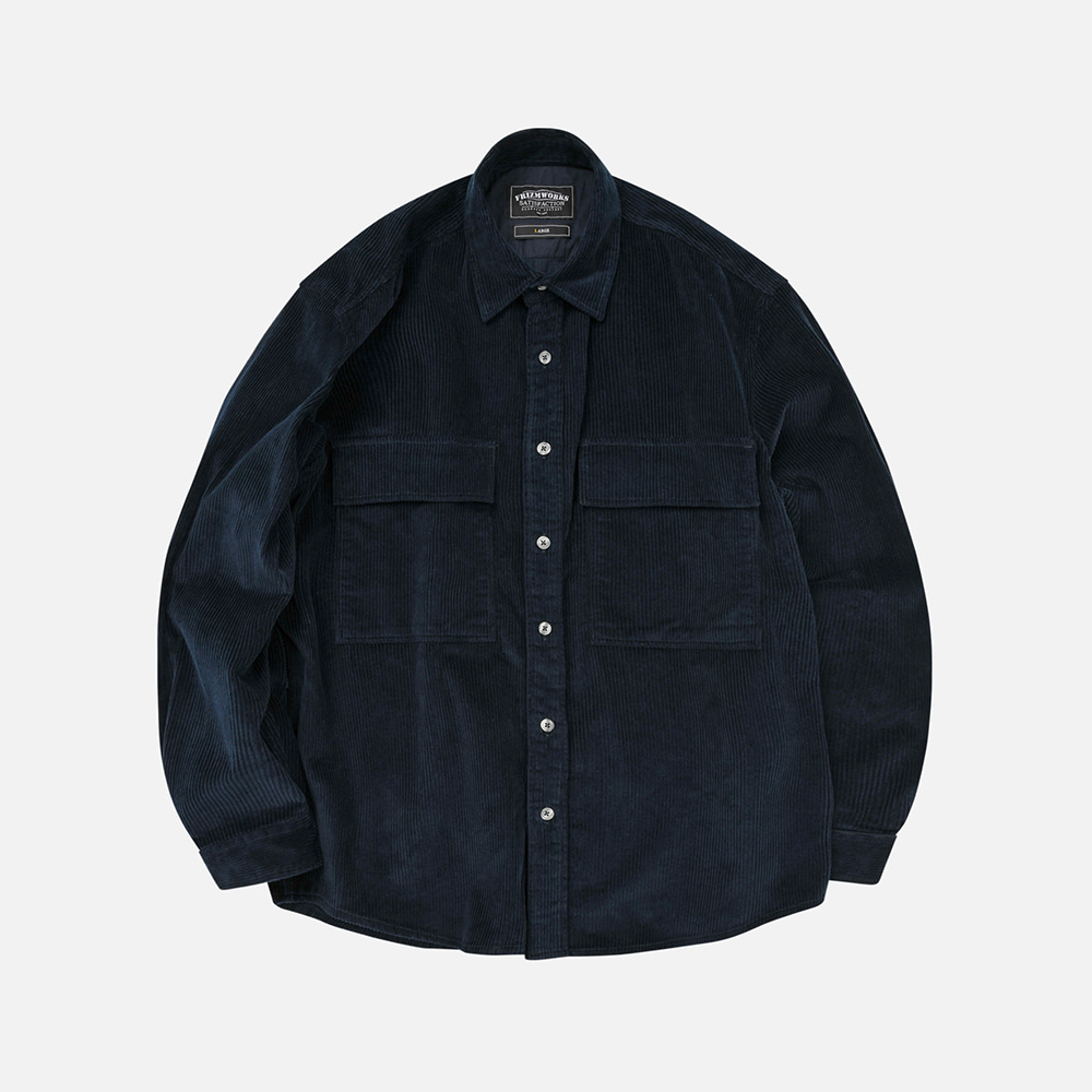 Heavy 8W corduroy shirt jacket _ navy