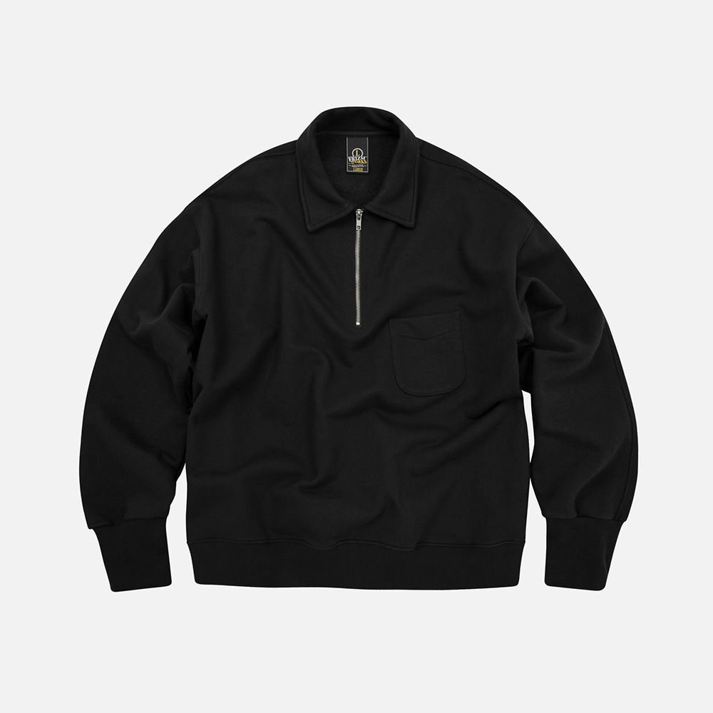 Collar half-zip sweatshirt _ black