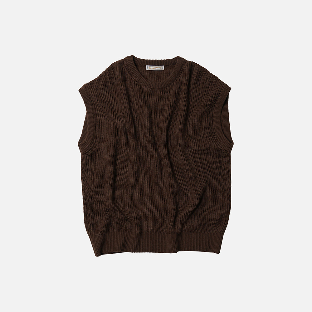 Relaxed knit vest _ brown