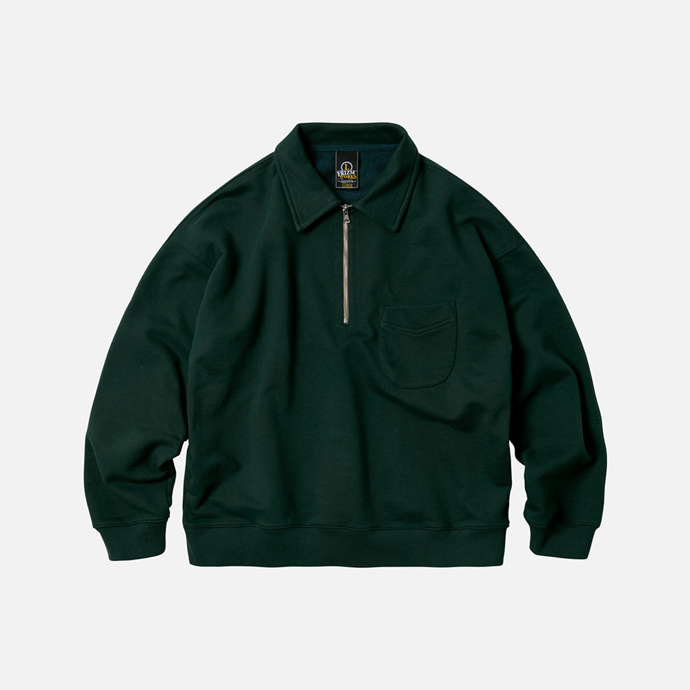 Collar half zip sweatshirt 002 _ dark green