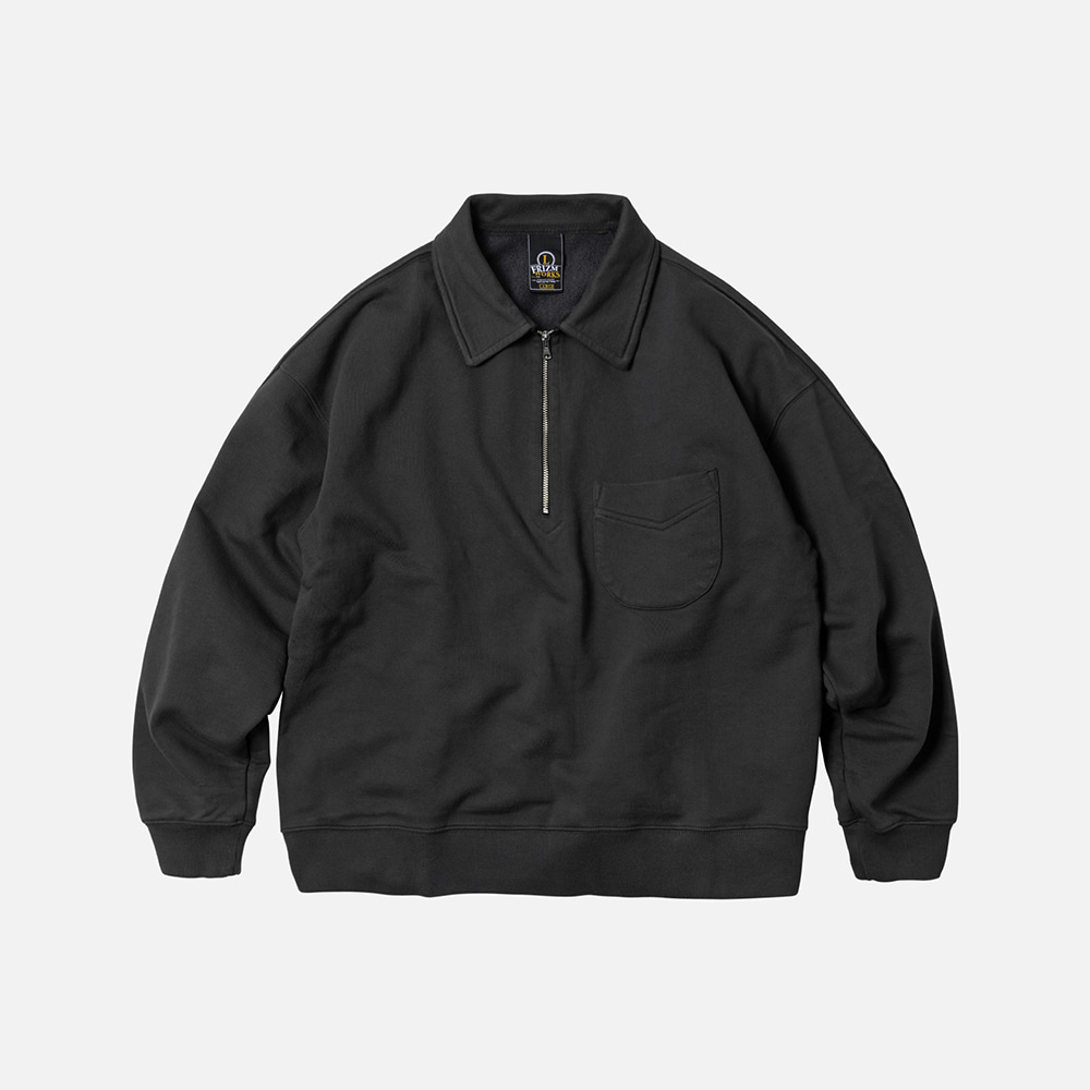 Collar half zip sweatshirt 002 _ charcoal