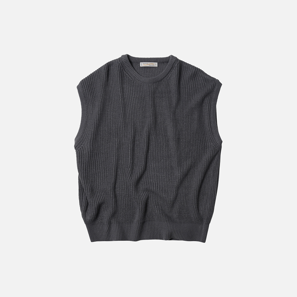 Relaxed knit vest _ charcoal