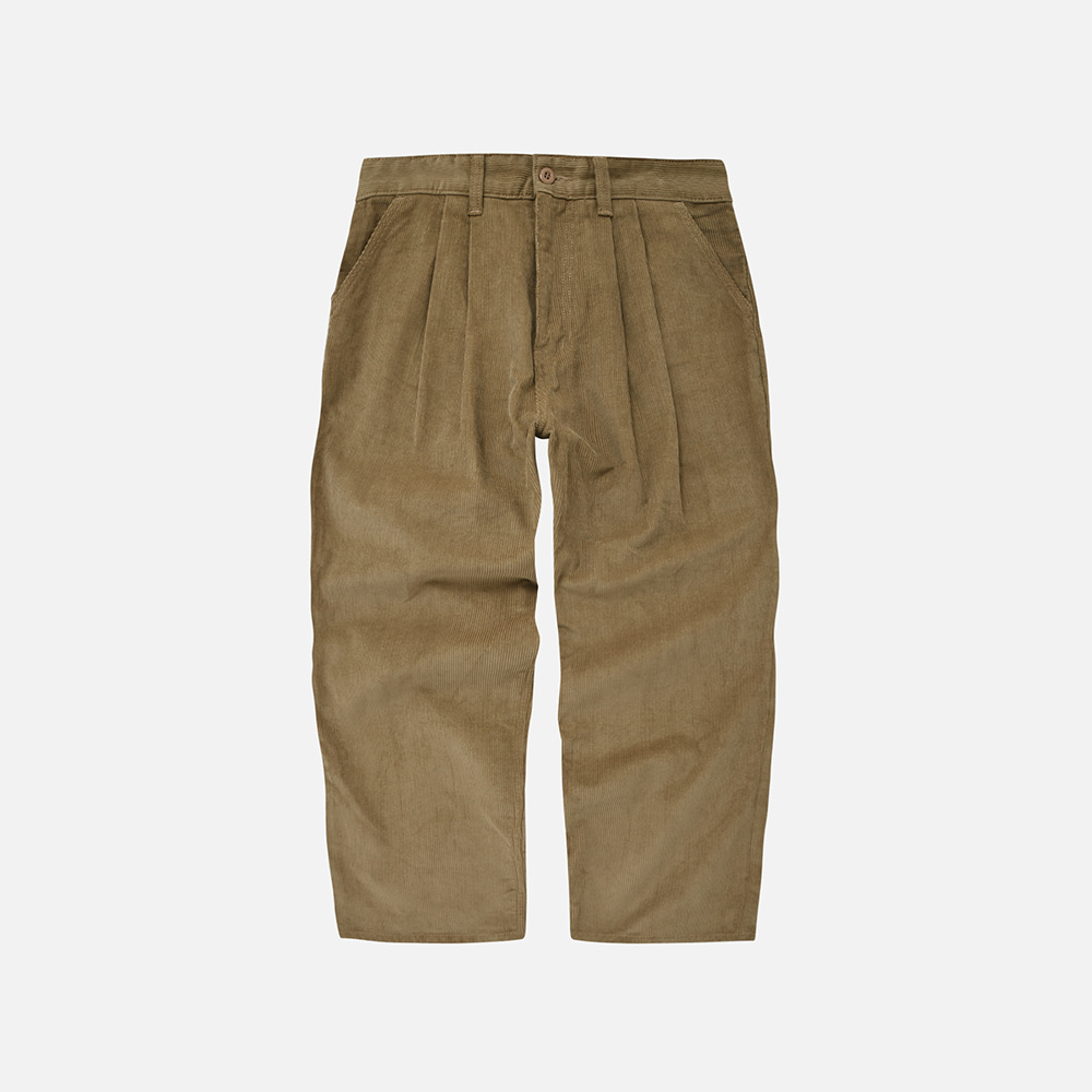 Corduroy comfort two tuck pants _ beige