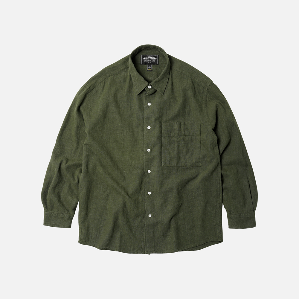 Linen relaxed shirt _ olive