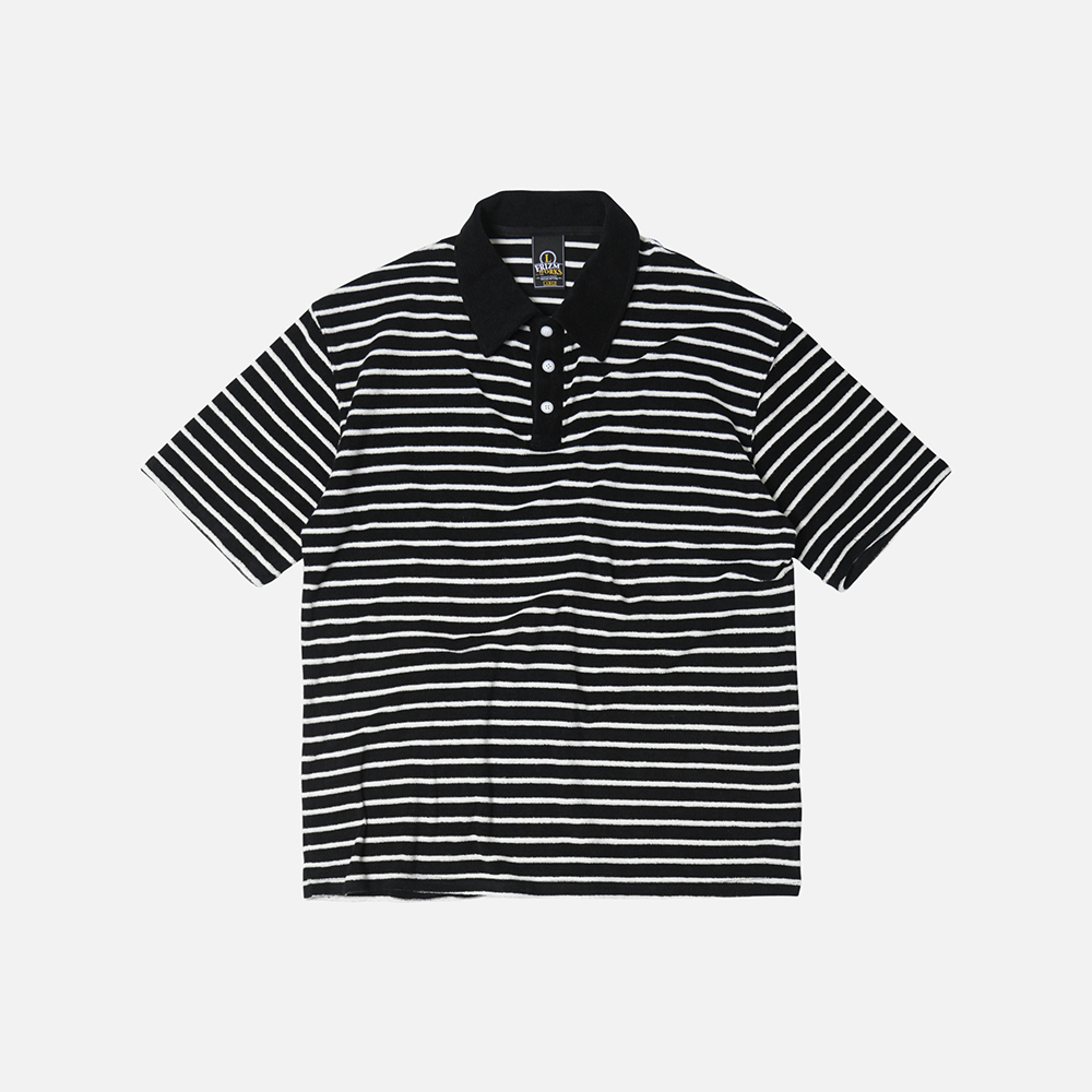 Terry stripe pique shirt _ black