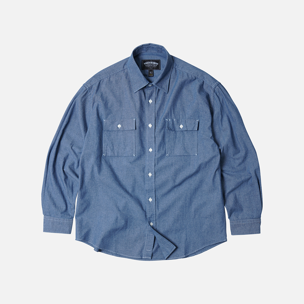 Cigarette pocket chambray shirt _ blue