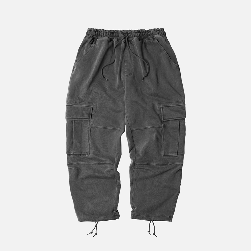 Pigment dyeing cargo sweat pants _ charcoal
