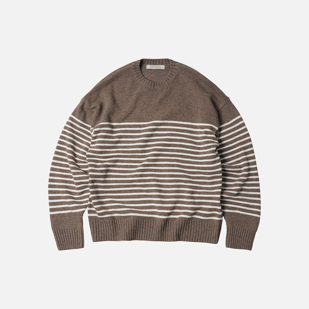 Wool stripe relax knit _ beige