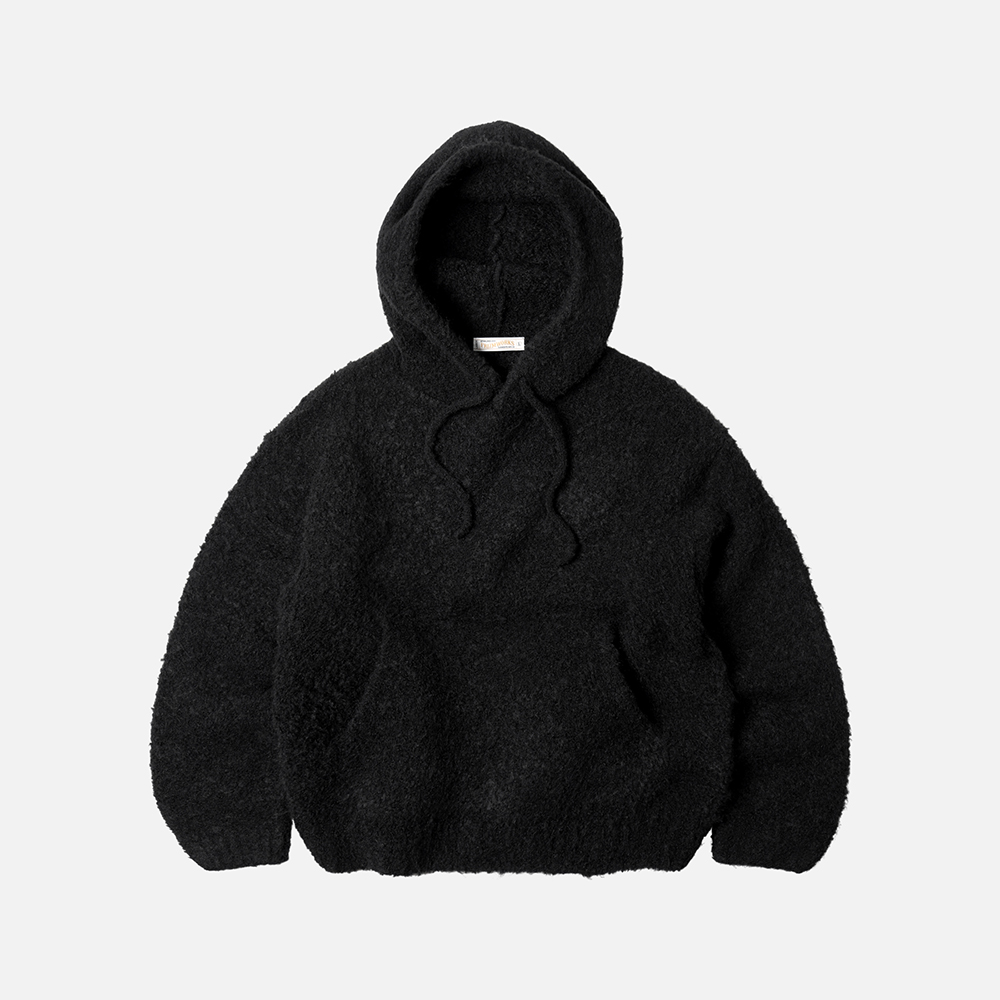 Wave boucle knit hoody _ black