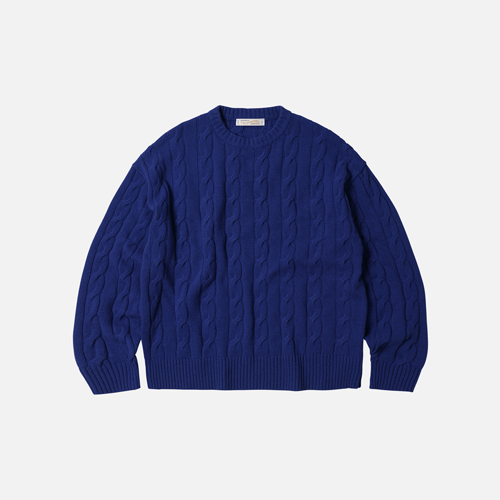 Wool cable relax knit _ royal blue